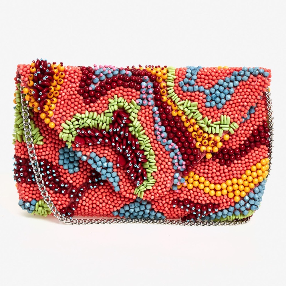 Beaded Multicolor Crossbody Clutch
